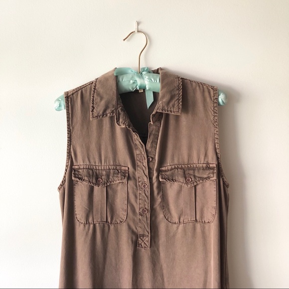 Tan Brown Shirt Dress Size Small - Picture 3 of 6